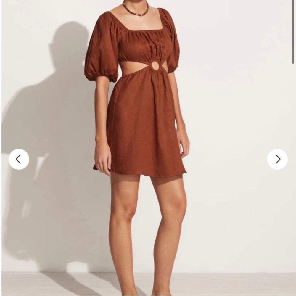 Faithfull the Brand linen Almero Mini Dress in Plain Spice Size 8 NWT: Coastal